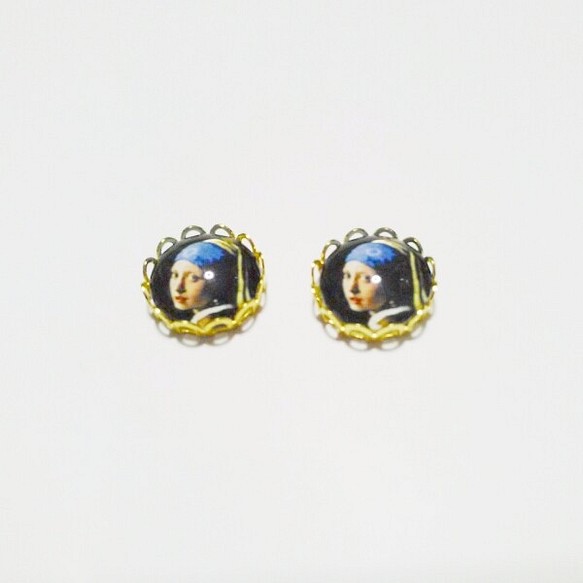 ヨハネス・フェルメール「真珠の耳飾りの少女」のピアス10㎜ 1枚目の画像