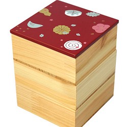 Njeco汎 和菓子蒔絵ミニ三段重箱（赤） 1枚目の画像