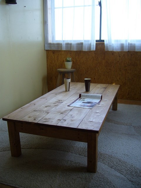 ハンドメイド 机・座卓・テーブル 140×70㎝ 【DW】 ローテーブル