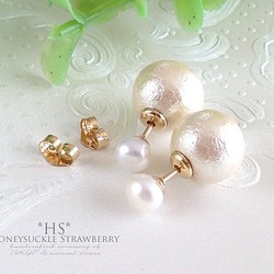 K14GF Stud Earrings of freshwater/cotton pearl Earring Back 第1張的照片