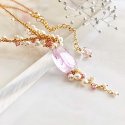 K14GF Kunzite and freshwater pearl necklace 第1張的照片