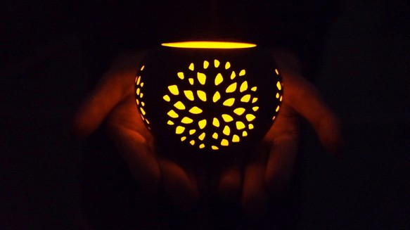 [幾何学的な花びらセラミックライトカップセット]二層2色エナメルセラミック‧夜の光‧状況照明（排他的な特許取得済みのタッチLED 1枚目の画像