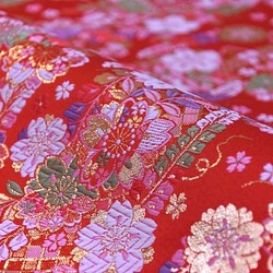 富士晶格紅色織錦織物櫻花（金箔）（6795-EA5） 第1張的照片