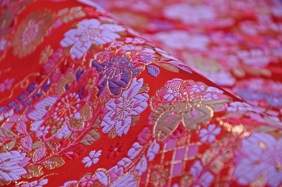 富士晶格紅色織錦織物櫻花（6795-EA5-2） 第1張的照片
