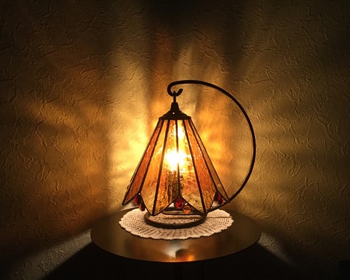 琥珀ランプ 彡ステンドグラス・テーブルランプ スタンドライト ...