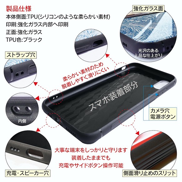 ガラスケース モロッコタイルボタニカル スマホケース 名画 注目ブランドのギフト ストラップホール Iphone13 絵画