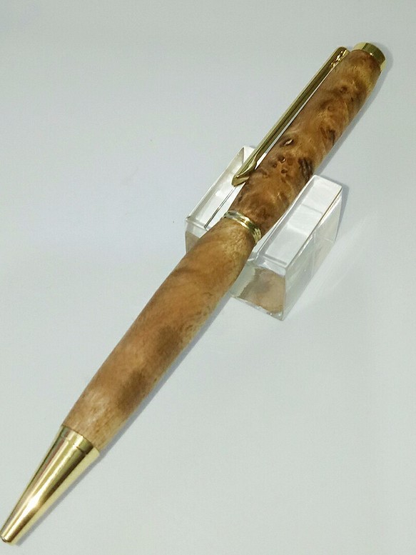 [木製手作り]木製ペン、金色のブナのボールペン、ギフト、プレゼント、ペン、ボールペン、筆記用具 1枚目の画像