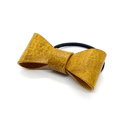 「革の宝石」ルガトーのリボンのヘアゴム  黄色 1枚目の画像