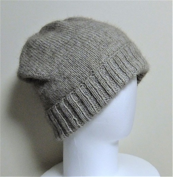 NZポッサム・メリノ・シルク　薄くて軽いシンプルメリヤス帽 ナチュラル 1枚目の画像