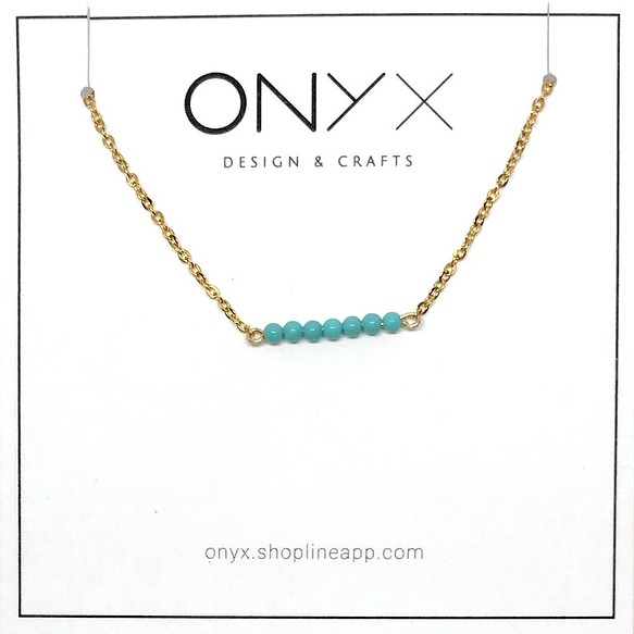 ONYX 超精緻2mm天然石 鎖骨鍊－綠松石 第1張的照片