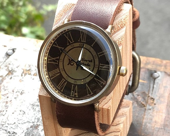 ◆真鍮製　クォーツ式手作り腕時計◆ LBQ-3017-RN 1枚目の画像