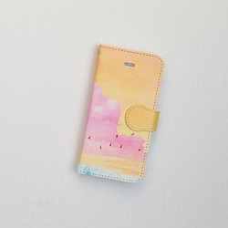訂單生產]“粉紅色，雲的”手帳式的iPhone保護殼 第1張的照片