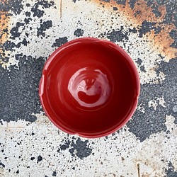 益子焼・茶器 深紅釉輪花茶碗 1枚目の画像