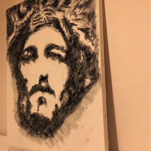 木炭アート Jesus ジーザス 530×420 絵画 JH 通販｜Creema(クリーマ 
