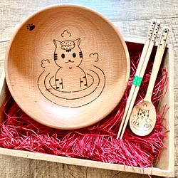 櫸木碗套裝 (碗+勺子+筷子） 第1張的照片