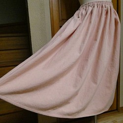 綿麻ギャザースカート　（ｍ８９） 1枚目の画像