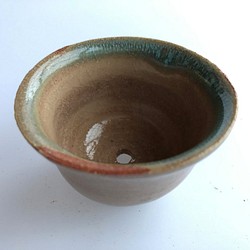 小さな植木鉢（透明+織部） 1枚目の画像