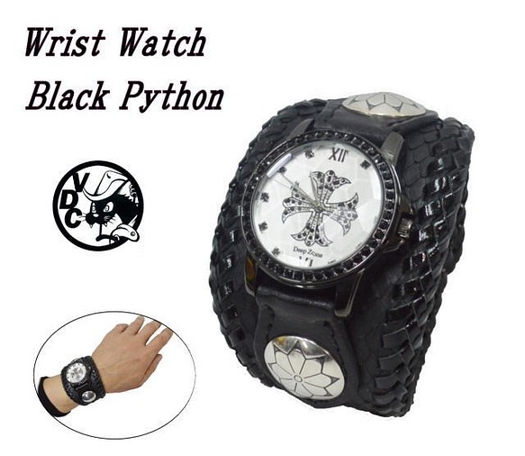 手錶人手錶黑色蟒蛇蛇皮革19020901 第1張的照片