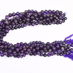 紫水晶平滑圓珠/ 8-10毫米優質天然紫晶光滑的圓形珠子 第1張的照片