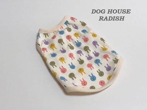 【NEW】 タンクトップ にこにこうさぴょん 【カラフルピンク】 Dog 犬服 ドッグウェア 1枚目の画像