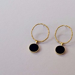 樹枝紋黃銅圓簡約耳環-手作-黃銅/Brass-Handmade-Earrings 第1張的照片