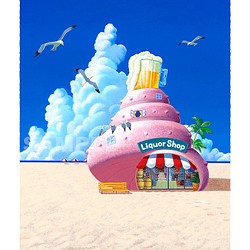 浜辺の楽園／アートポスター　風景　B4サイズ 1枚目の画像