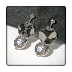 送料無料　Silver Double Round Earrings 1枚目の画像