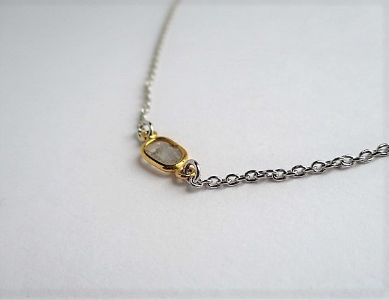 slice diamond K18＆silver925/necklace（another type） 第1張的照片