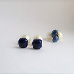 blue＆white 14Kgf/pierced earrings 第1張的照片