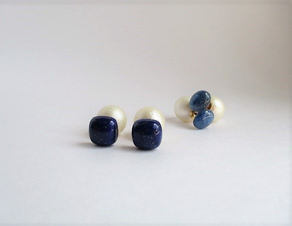 blue＆white 14Kgf/pierced earrings 第1張的照片