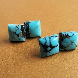 square turquoise 14Kgf/pierced earrings 第1張的照片