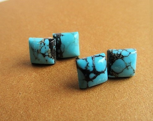 square turquoise 14Kgf/pierced earrings 第1張的照片