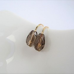 chocolate pierced earrings 14Kgf/smoky quartz 第1張的照片