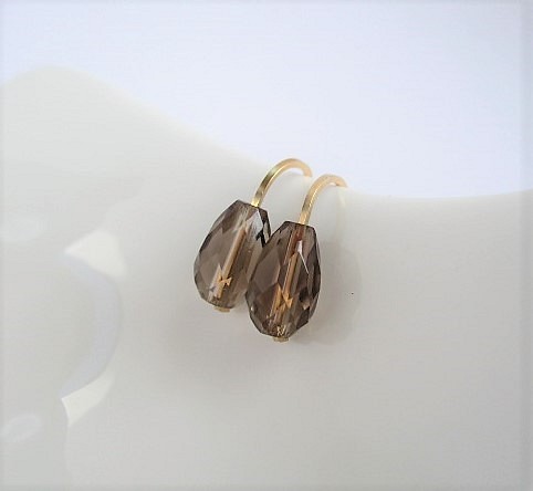 chocolate pierced earrings 14Kgf/smoky quartz 第1張的照片