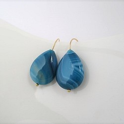 藍領瑪瑙（染色）耳環14Kgf 第1張的照片