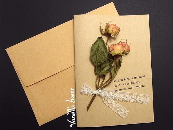 淒美玫瑰 乾燥花卡片0006 禮品 情人節 生日 送禮卡片 信vanilla Bees 香草蜜蜂的作品 Creemaー來自日本的手作 設計購物網站