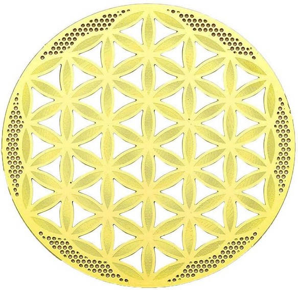 古代神聖幾何学模様 ゴールドプレート フラワーオブライフ浄化　エネルギーチャージ 生命力の活性化 1枚目の画像