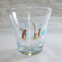 [グラス]　ちゅら海ロック漆絵グラス「チンアナゴとニシキアナゴ」 1枚目の画像