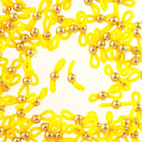 メガネチェーン　留め具　100個　黄色　イエロー　ゴールド　20mm　グラスコード　パーツ　シリコン　AP2608 1枚目の画像