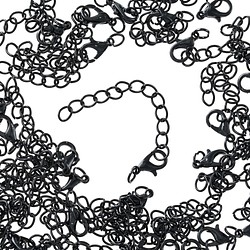 アジャスター　チェーン　金具　カニカン　丸カン　付き 40本　黒　ブラック　ネックレス　ブレスレット　延長　AP2814 1枚目の画像