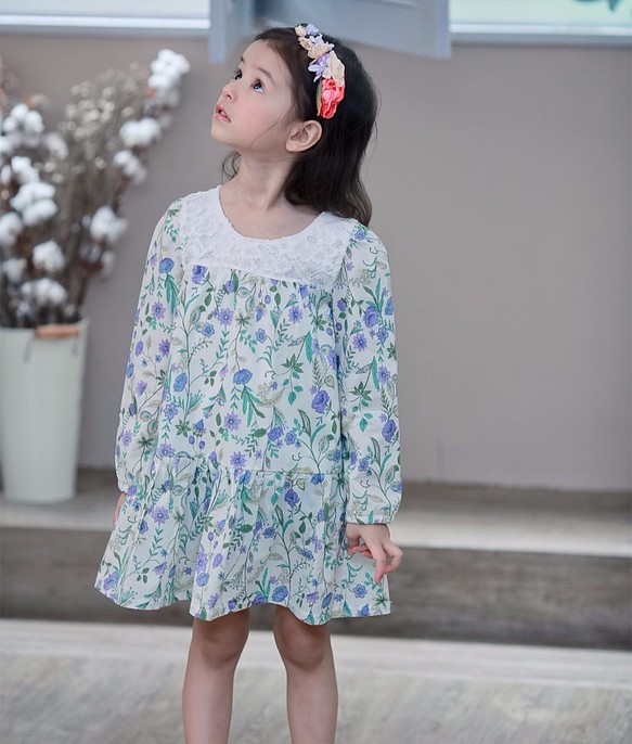 日本細支棉 秋草洋裝 6歲(130cm)～7歲(140cm） 第1張的照片
