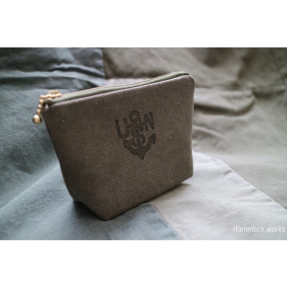Military small pouch/Black anchor 1枚目の画像