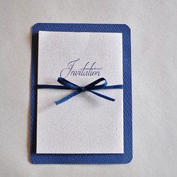 結婚式招待状（3セット）：紺糸 1枚目の画像