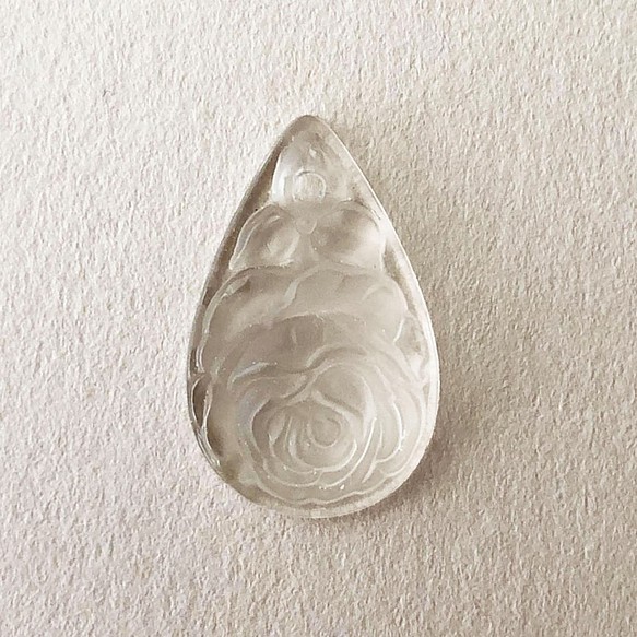 Glass Pendant Pear 約19mm×12mm [PDT-249-1]＊1個＊Vintage＊ 1枚目の画像