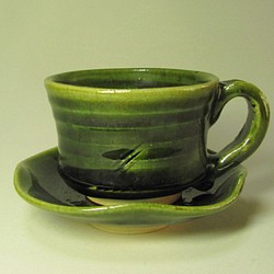 総織部コーヒーカップ＆ソーサー CC-5 陶器/カップ/コーヒーカップ