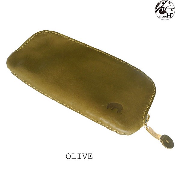 “slowH”真皮手縫長款錢包“Heidi”OLIVE &lt;自然，皮革錢包，slow H&gt; 第1張的照片