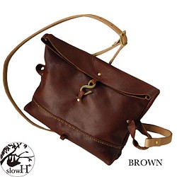&quot;slowH&quot; &quot;Fold&quot; leather shoulder bag/BROWN &l 第1張的照片
