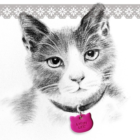 手作りジュエリー猫のタイプカード/個人的なペットのブランド名/携帯電話番号/写真孟抗失われた販売 1枚目の画像