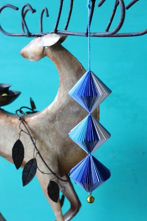 折り紙アート～つるし飾り（５） ブルー 送料無料。 その他インテリア