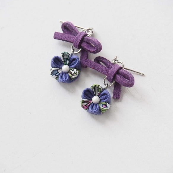【俏皮可愛】紫蝴蝶結客製耳環耳夾 14kgf 925 第1張的照片
